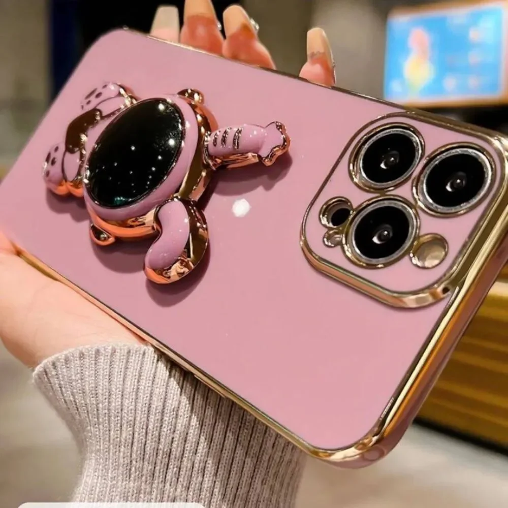 3for$20 Plating Phone Case With Rabbit Design Stand-Out Grip 15 pro max